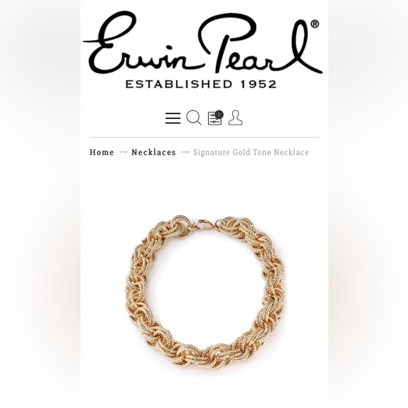 Erwin Pearl Signature Gold Tone Braided Necklace Vintage Elegance - Picture 4 of 9